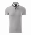 256_a4 silver grey koszulka polo męska krótki rękaw kontrastowe paski Collar up 256.webp