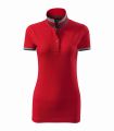 257_71 czerwona koszulka polo damska krótki rękaw kontrastowe paski Collar up 256.webp
