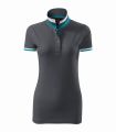 257_83 light antracite koszulka polo damska króki rękaw kontrastowe paski Collar up 256.webp