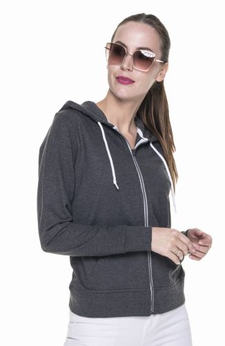 Bluza damska na zamek z kapturem LADIES' HOODY 65103 Promostars szary melanż.jpg