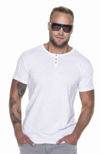 T-shirt męski bawełniany z guzikami BUTTON 21230 Crimson Cut