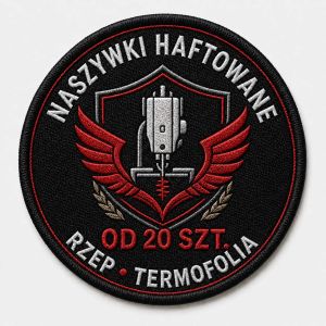 Naszywka haftowana okrągła z logo firmy - od 20 szt.