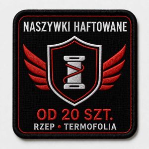 Naszywka haftowana kwadratowa z logo firmy - od 20 szt. 