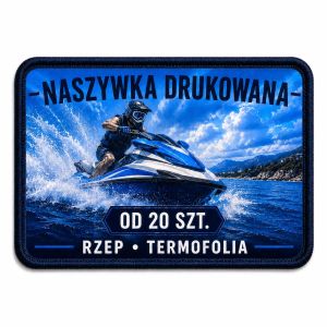 Naszywka drukowana prostokątna DTF z haftowaną ramką - od 20 szt.