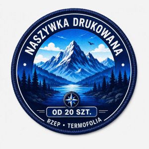 Naszywka drukowana okrągła z haftowaną ramką z dowolną grafiką full kolor