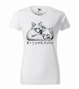 Koszulka damska  biała Bieszczady lis