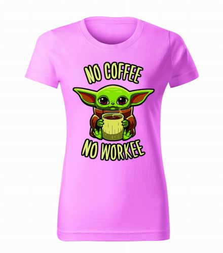baby yoda no coffee no workee Koszulka damska RÓŻOWY.jpg