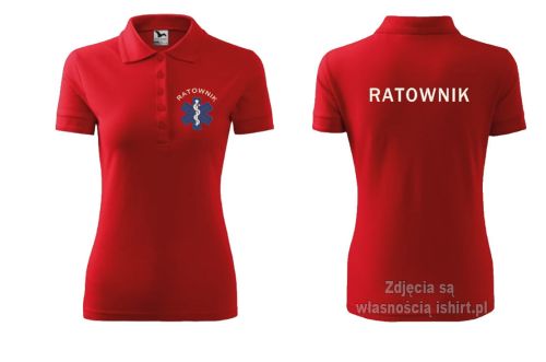 Polo damskie ratownik przód plus tył ishirt pl czerwona.jpg
