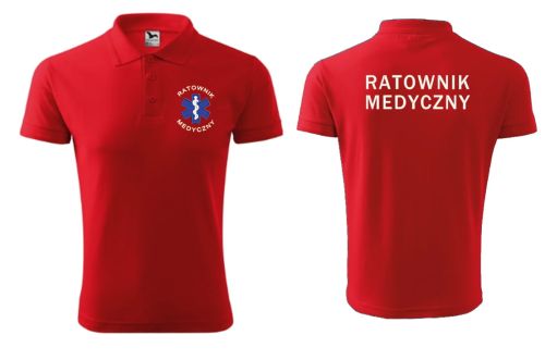 Polo męskie ratownik medyczny przód plus tył ishirt pl czerwony.jpg
