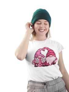 T-shirt damski biały prezent na walentynki krasnoludki