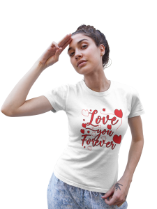 T-shirt damski biały prezent na walentynki - love you forever.