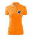Koszulka polo damska dowolny napis z tłem mandarynkowy.jpg