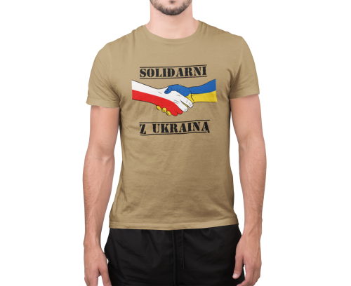 Koszulka tshirt solidarni z Ukrainą no war piaskowa.png