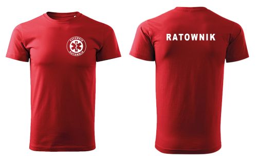Koszulka męska bawełniana medyczna tshirt Ratownik czerwona.jpg