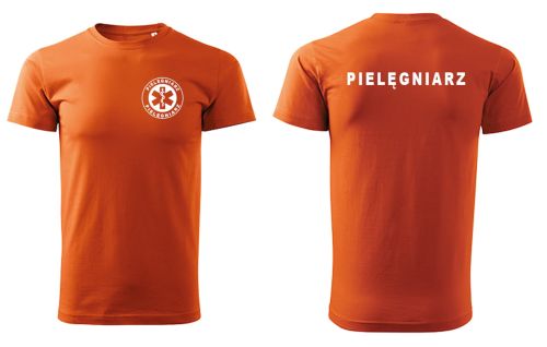 Koszulka dla pielęgniarza męska bawełniana medyczna tshirt pomarańczowa.jpg